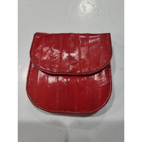 Eel Skin Small Wallet Coin Purse Vintage 1980s Red - Picture 1 of 5